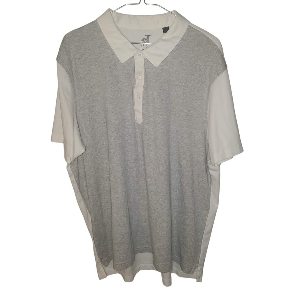 Raffi Gray White 100% Cotton Polo Shirt Lux Golf Resort FITTED XXL FLAW